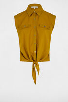 Blouse sans manches jaune moutarde femme