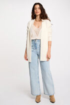 Long cardigan with fluffy knit ivory women
