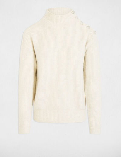 Long-sleeved jumper with buttons ivory women