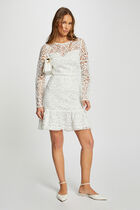 Fitted mini lace dress ecru women