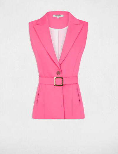 Sleeveless short jacket pink women