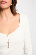 T-shirt with heart neckline white women