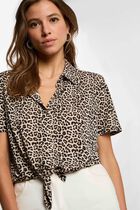 Tie-front shirt with notch collar multicolor women
