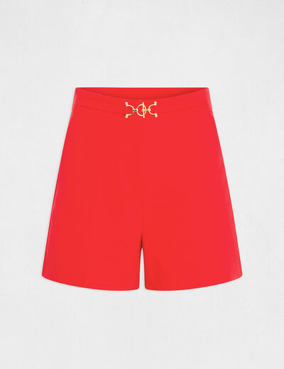Straight city shorts with buckle detail red ladies'