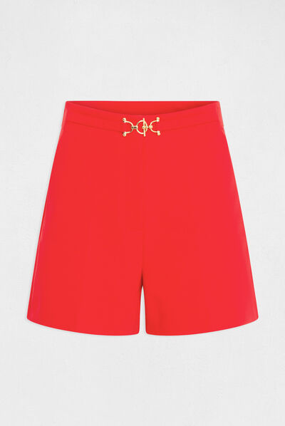 Straight city shorts with buckle detail red ladies'