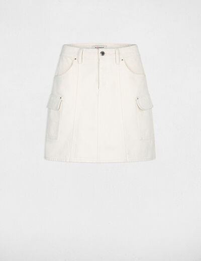 Straight mini skirt pockets medium ecru women