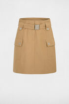 Jupe courte poches à rabat beige femme