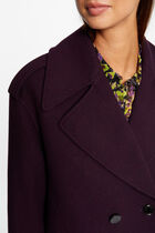 Long straight double breasted coat dark purple women