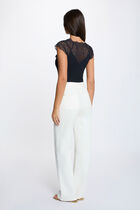 Lace t-shirt with round neck navy blue women