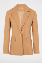 Short buttoned blazer camel women