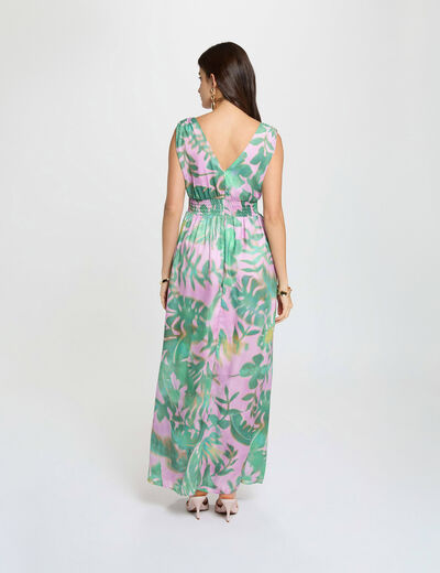 Long dress with V-neck multicolor women