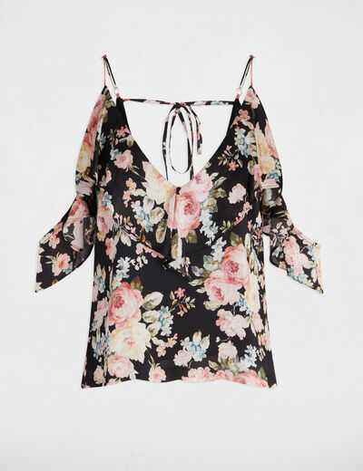 Printed top with ruffles multicolor women