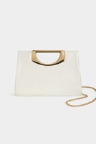 Clutch bag with croc effect white women