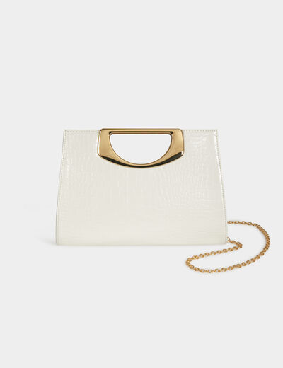 Clutch bag with croc effect white women