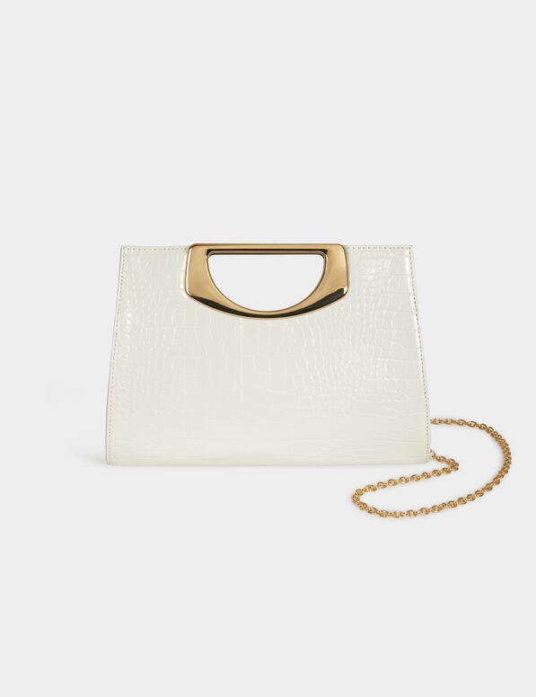 Clutch bag with croc effect white women