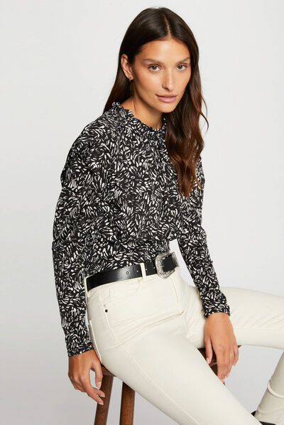 Long-sleeved t-shirt abstract print multico ladies'
