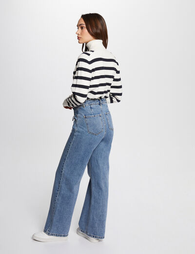 Stripped jumper turtleneck ivory women