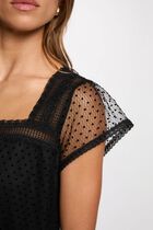 Lace t-shirt with square neckline black women