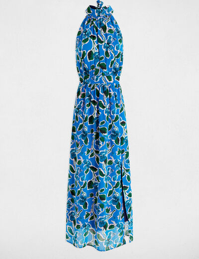 Printed flared long dress multicolor women