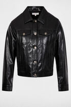 Padded faux leather jacket black women