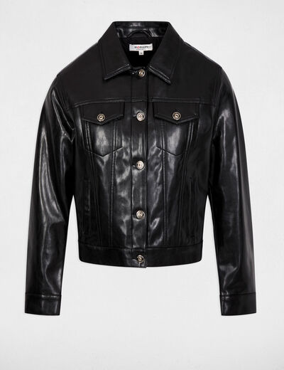 Padded faux leather jacket black women