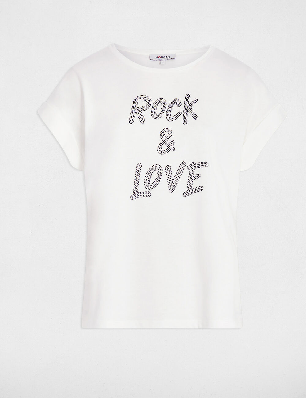 Cropped t-shirt with rhinestones white women