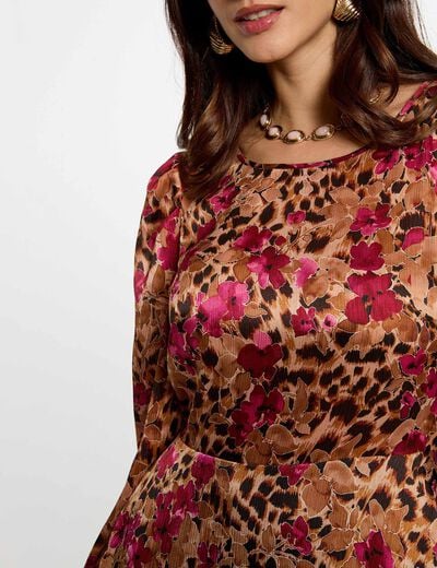 Pleated short dress multicolor women