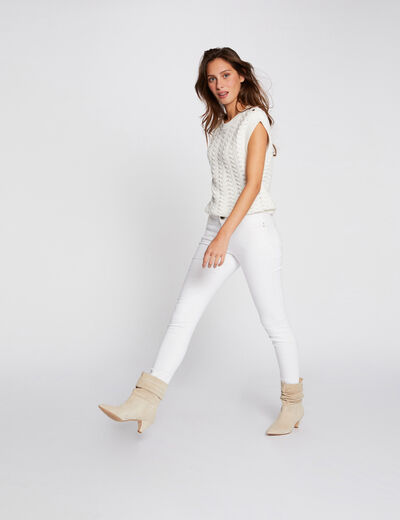 Low-waisted skinny jeans ecru ladies'