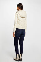 Faux leather padded jacket with hood ivory women