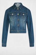 Short denim jacket stone wash denim women