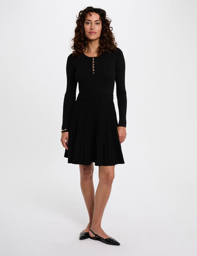 Knitted dress with round neck black women