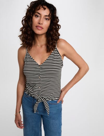 Cropped V-neck tank top black women