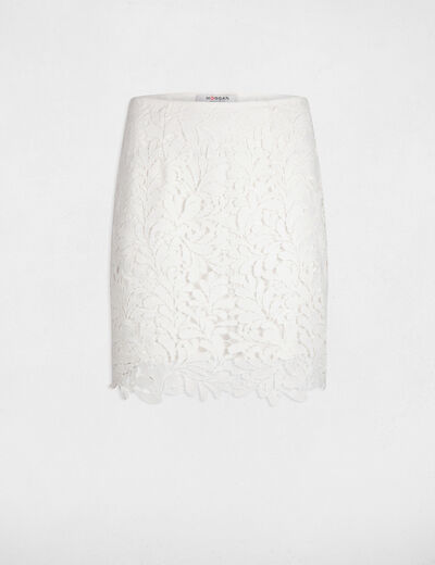 Embroidered mini skirt ecru ladies'