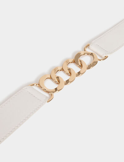 Belt with chain details white ladies'