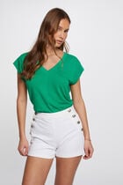 Fitted shorts with buttons ivory women