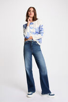 Floral print sweater sky blue women