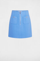 Jupe courte zippée bleu femme