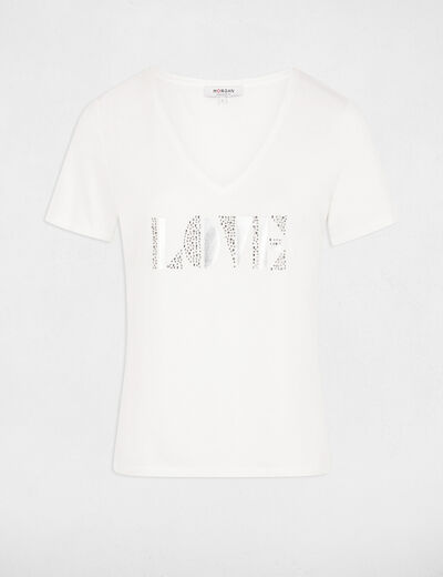 T-shirt with message ivory women