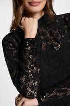 Robe courte moulante dentelle noir femme