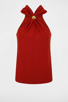 Knotted neck tank top dark orange women
