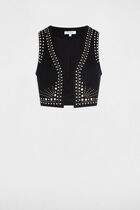 Sleeveless cardigan with studs black women