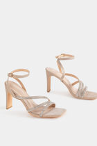 Sandals with heels and spangles sand women