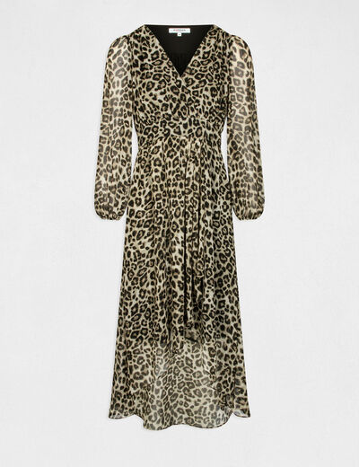 Midi wrap dress leopard print multicolored women