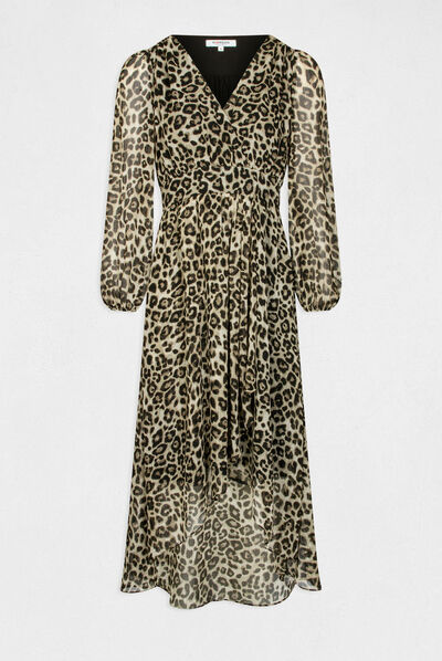 Midi wrap dress leopard print multico ladies'