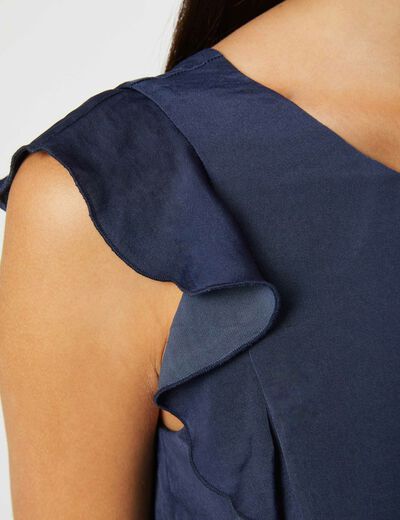 Maxi A-line dress with smocked waist indigo women