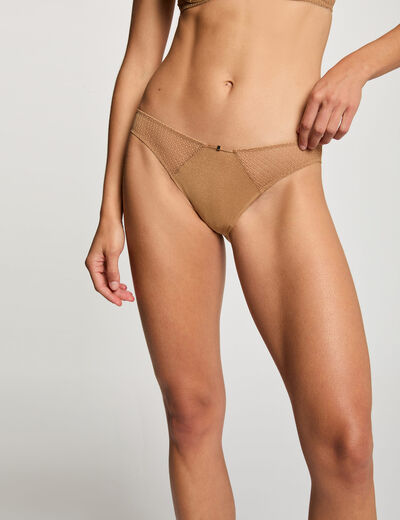 Low-rise lace knickers gold yellow women