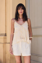 Fitted top with details cream women