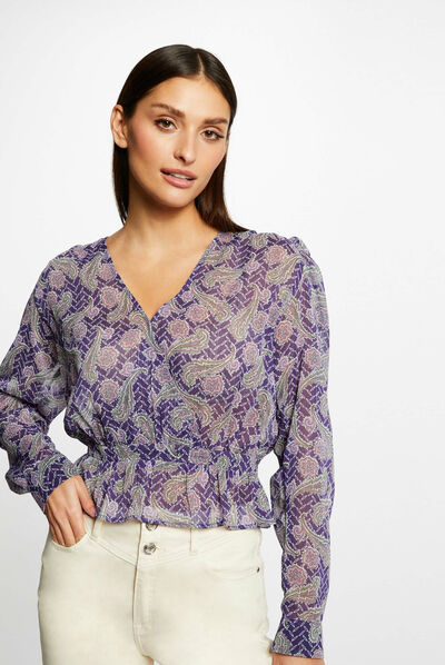 Printed long-sleeved blouse multico ladies'