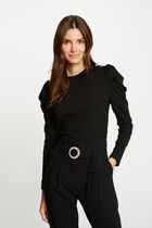 Ribbed long-sleeved t-shirt black women