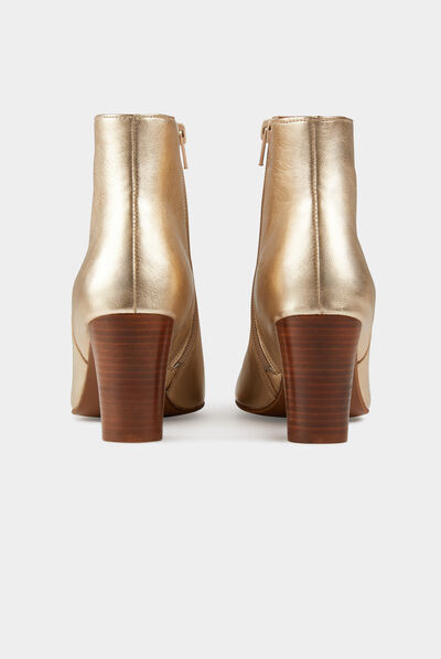 Leather metallised boots gold ladies'